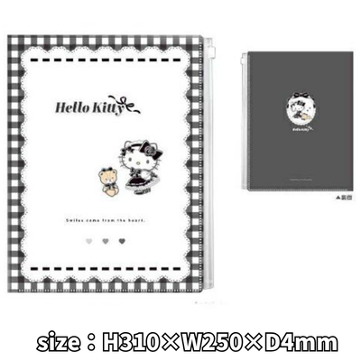 [Black Ribbon Kitty] Sanrio Zippered 6-Pocket Clear File